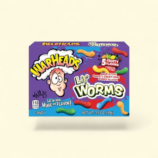 Warheads Lil' Worms Mixed Fruits Sour Candy Theater Box — authentic US product shipped worldwide by Treatspree