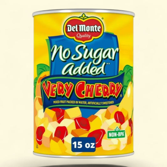Del Monte Very Cherry No Sugar Added Mixed Fruit, Canned Fruit, 14.5 oz Can
