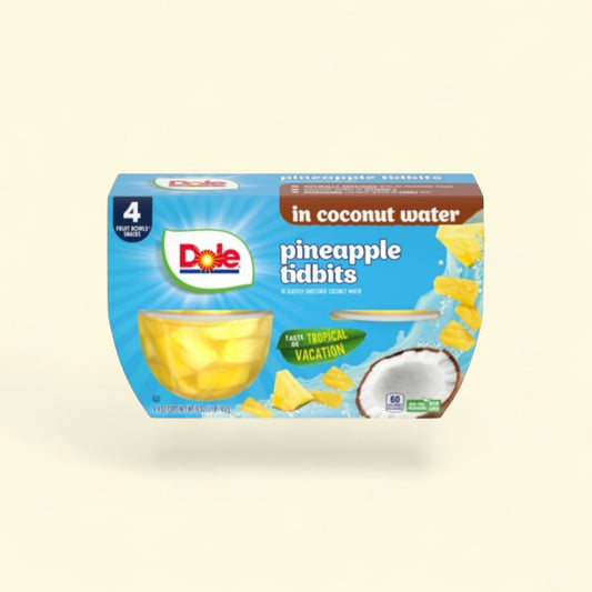 Dole Pineapple Tidbits, 4 oz, 4 count — authentic US product shipped worldwide by Treatspree