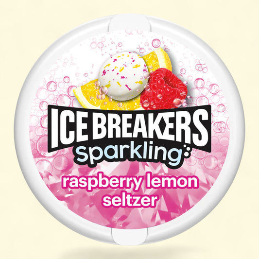 ICE BREAKERS Sparkling Raspberry Lemon Seltzer Sugar Free Mints, 1.5 oz