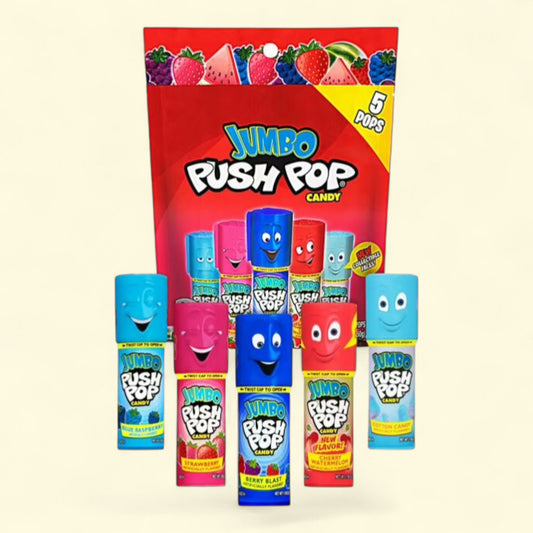 Jumbo Push Pop, Assorted Flavors Lollipops, 5.3 oz, 5 Count Bag