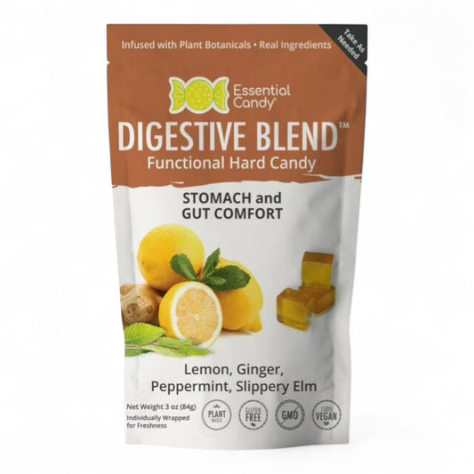 Essential Candy Digestive Blend Hard Candy, Lemon Ginger Peppermint Slippery Elm, 3oz Bag