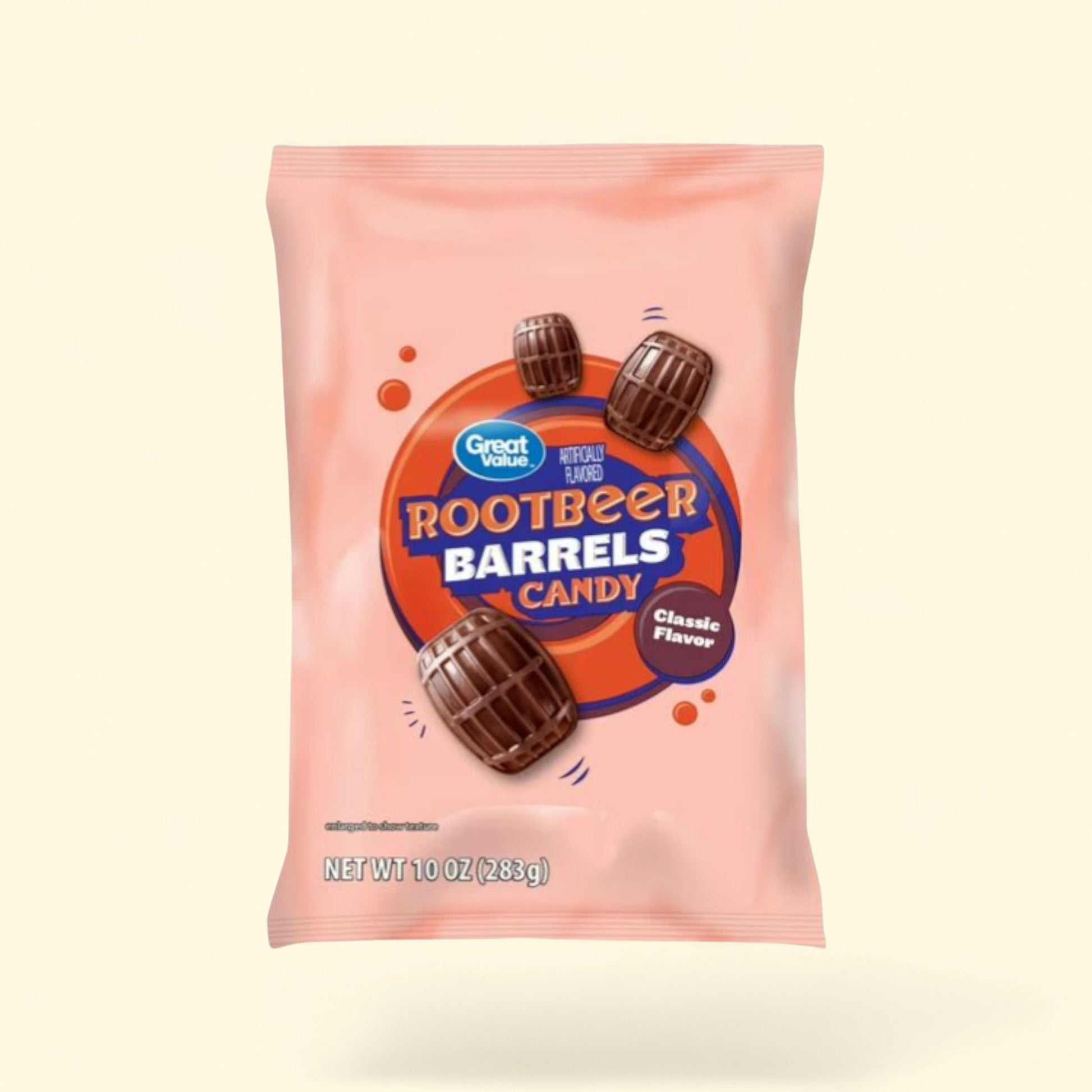 Great Value Root Beer Barrels Hard Candy, 10 oz — authentic US product shipped worldwide by Treatspree