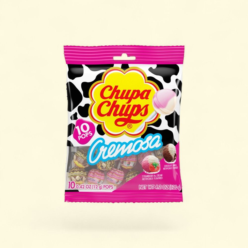 Chupa Chups Cremosa Lollipops Peg Bag, 4.2 oz — authentic US product shipped worldwide by Treatspree