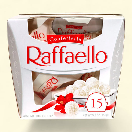 Raffaello, Premium Gourmet White Almond Cream and Coconut, 5.3 oz, 15 Count
