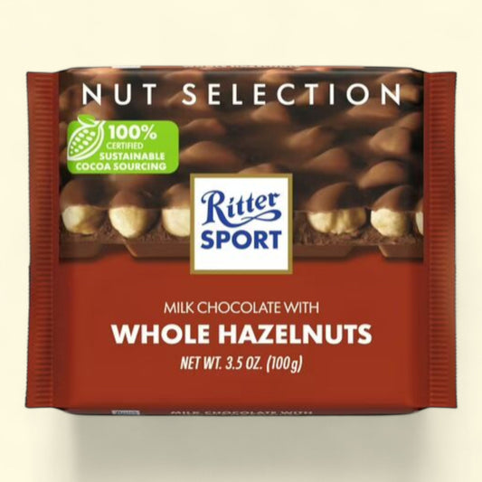 Ritter Sport Milk Chocolate with Whole Hazelnuts 3.5oz