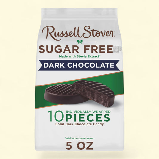 Russell Stover Chocolates Sugar Free Dark Chocolate Medallions Mini Gusset Bag, 5oz