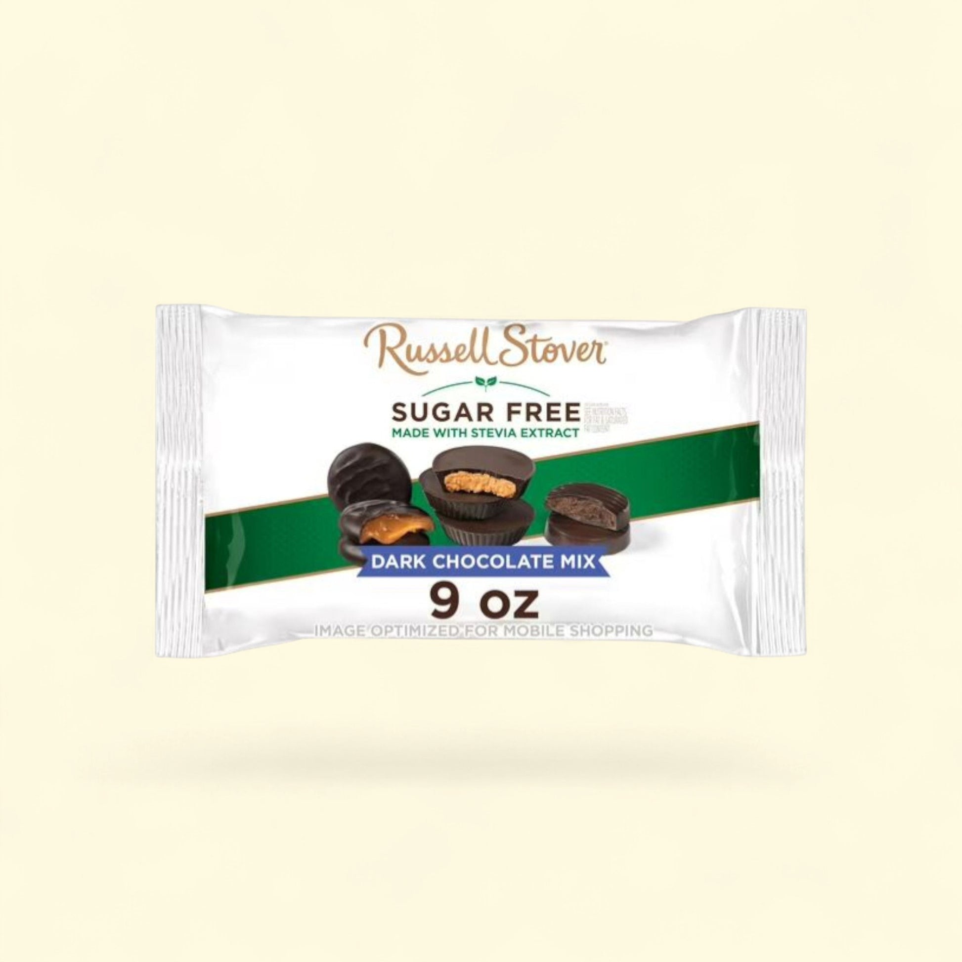 RUSSELL STOVER Sugar Free Dark Chocolate Assorted Mix, 9 oz. — authentic US product shipped worldwide by Treatspree