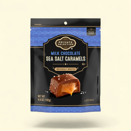 Private Selection, Milk Chocolate Sea Salt Caramels, 6.8 oz — authentic US product shipped worldwide by Treatspree