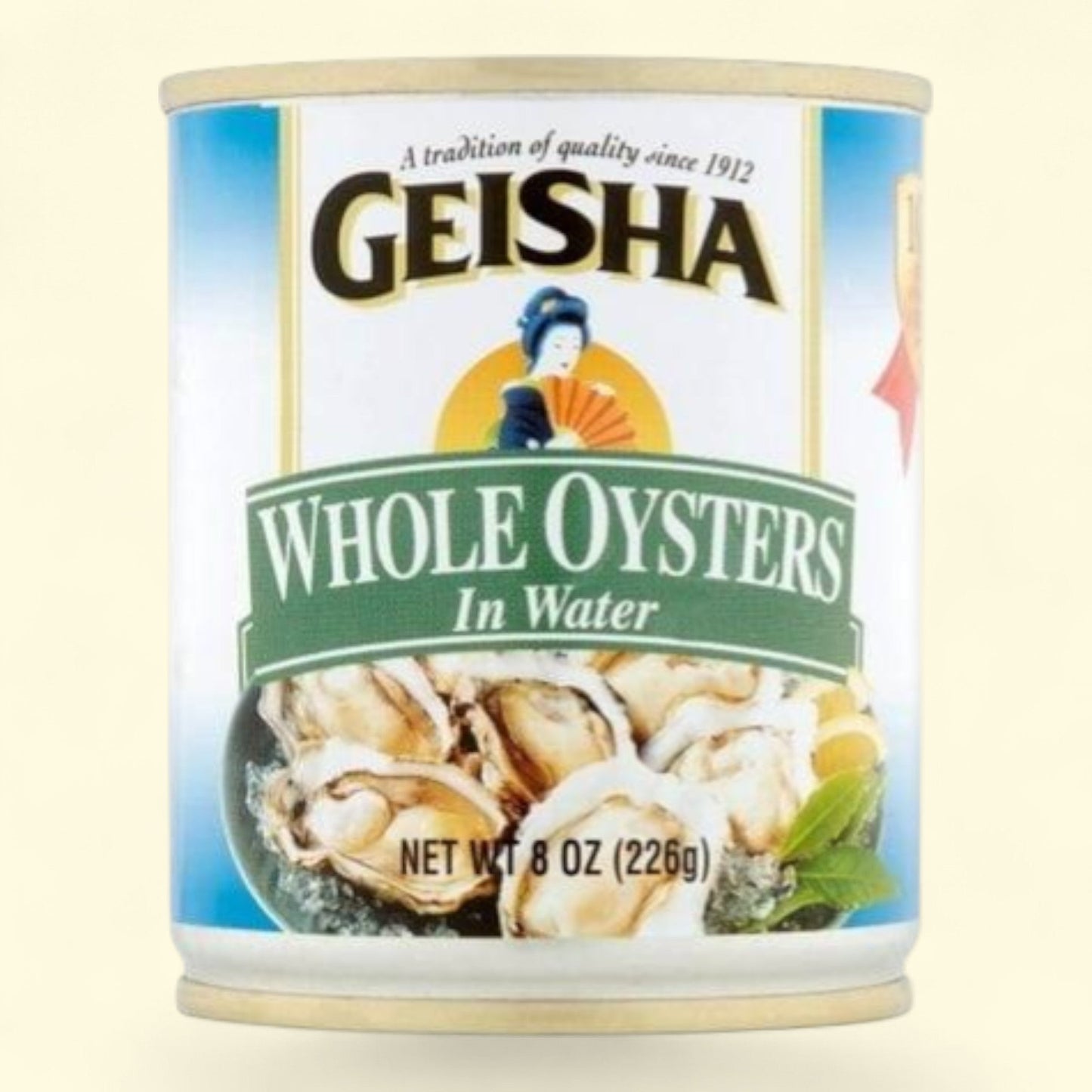 Geisha Whole Oysters in Water, 8 Oz (226g) Can