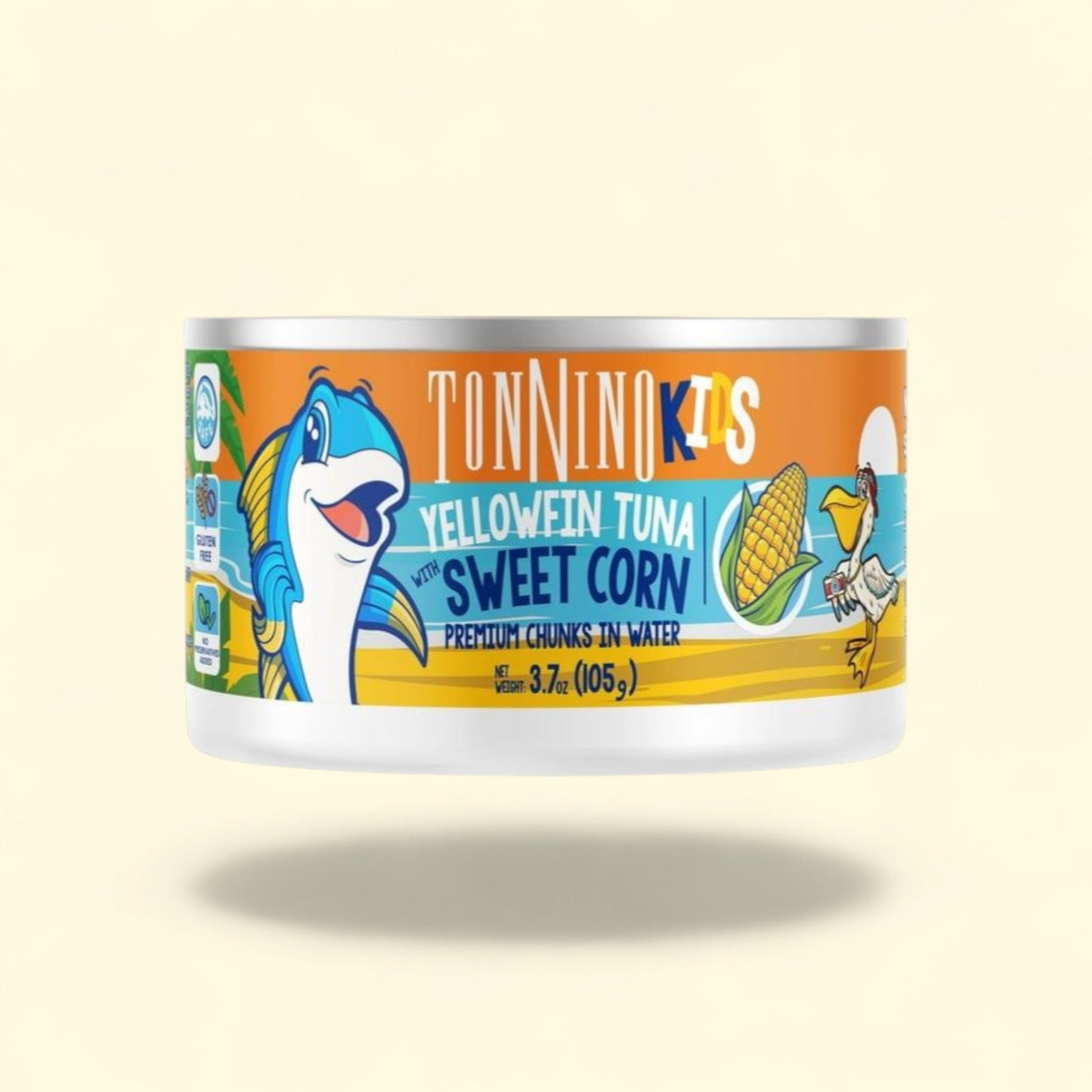 Tonnino Yellowfin Tuna Chunks with Sweet Corn in Water, 3.7 oz Can — authentic US product shipped worldwide by Treatspree