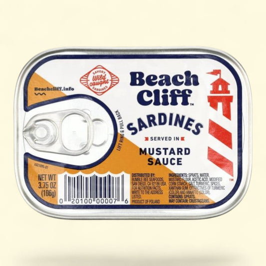 Beach Cliff Sardines in Mustard Sauce, 3.75 oz Can