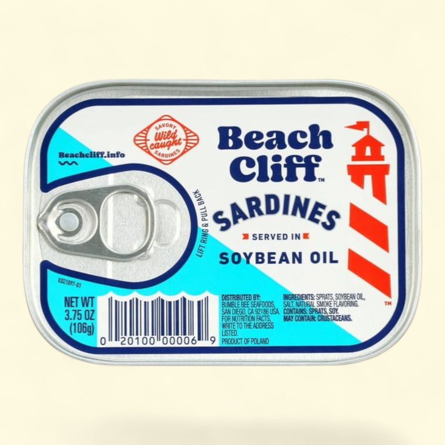 Beach Cliff Sardines, 3.75 oz Can
