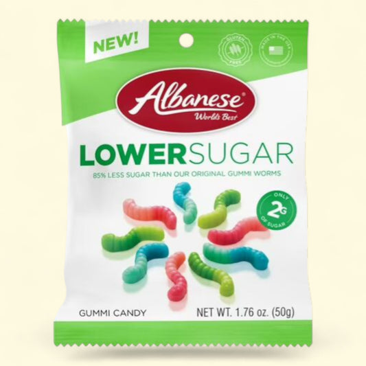 Albanese Lower Sugar Gummi Worms, 1.76oz
