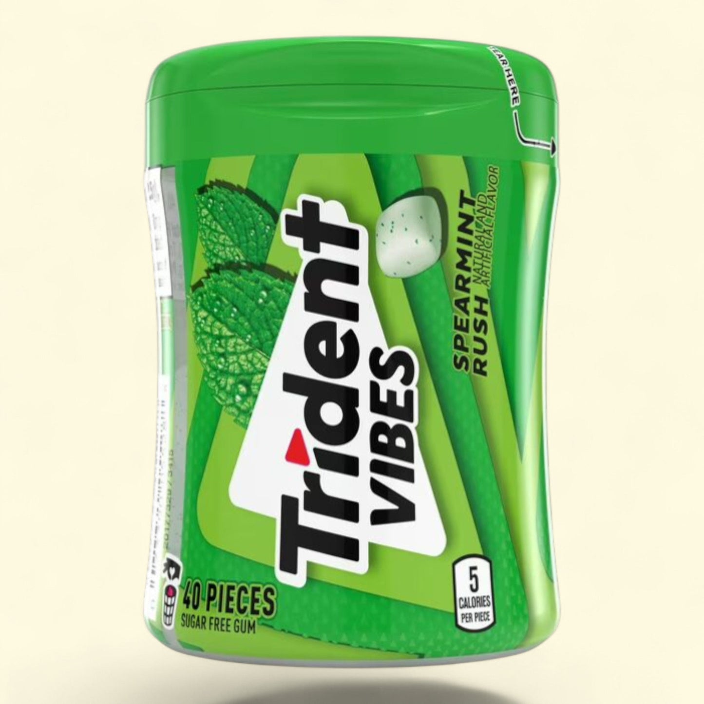 Trident Vibes Gum, Spearmint Rush, 40 Piece Bottle