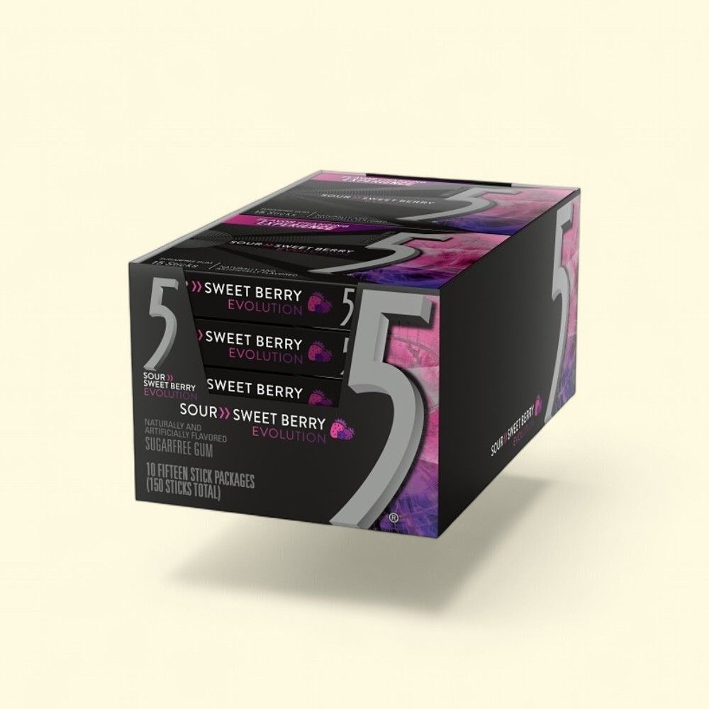 5 Gum Sugarfree Sour Strawberry Gum, 10 Count — authentic US product shipped worldwide by Treatspree