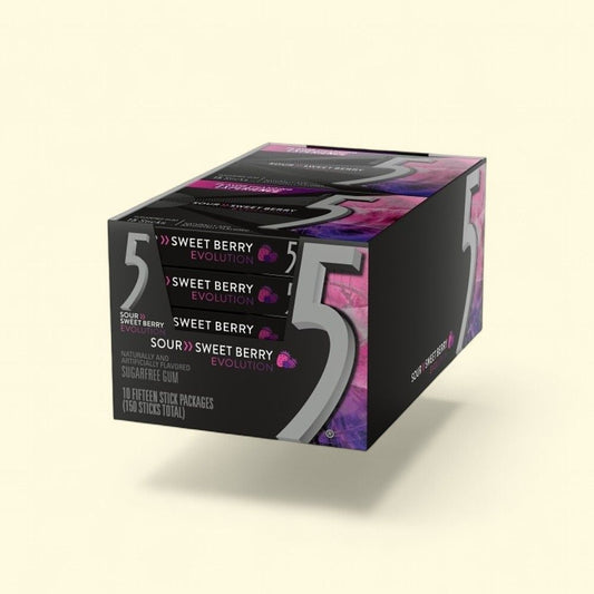5 Gum Sugarfree Sour Strawberry Gum, 10 Count — authentic US product shipped worldwide by Treatspree