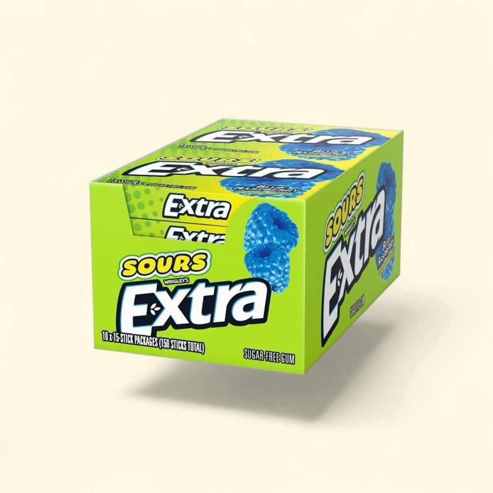 Extra Sour Blue Raspberry Sugarfree Gum (10 Count) — authentic US product shipped worldwide by Treatspree