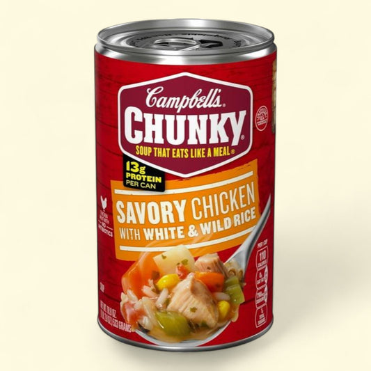 Campbell's Chunky Soup, Savory Chicken with White and Wild Rice, 18.8 oz Can