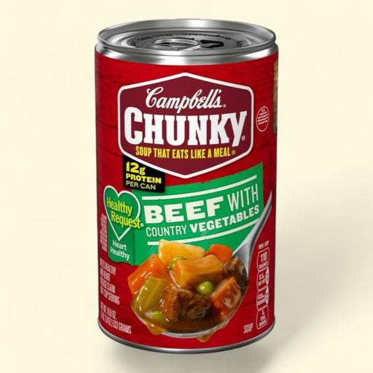Campbell's Chunky Healthy Request Soup, Ready to Serve Beef Soup with Country Vegetables, 18.8 oz Can