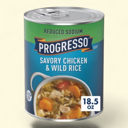 Progresso Reduced Sodium Savory Chicken & Wild Rice Soup, 18.5 oz