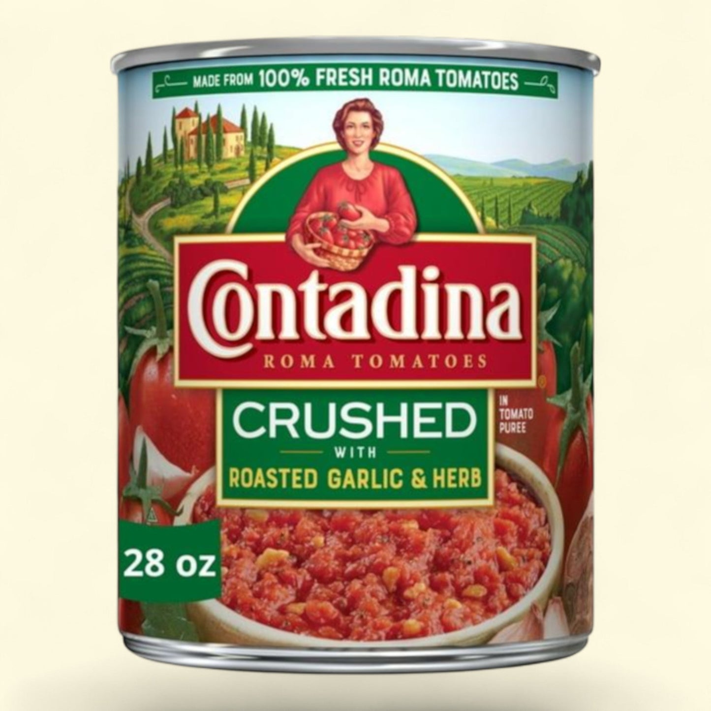 Contadina Crushed Tomatoes with Roasted Garlic, 28 oz. — authentic US product shipped worldwide by Treatspree