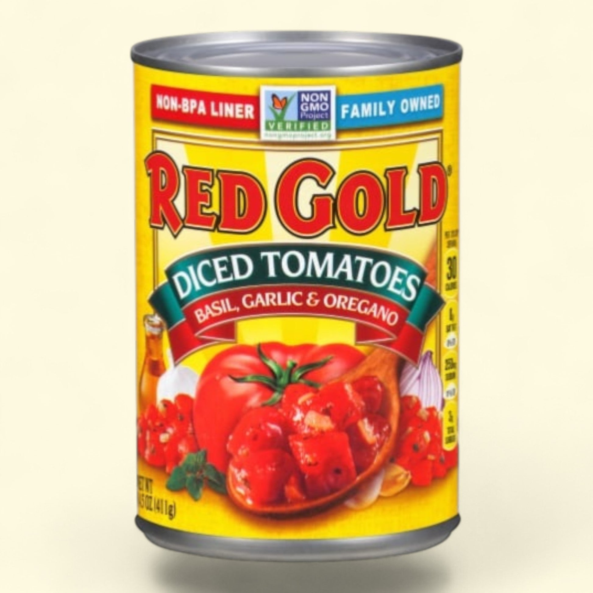 Red Gold Diced Tomatoes, Basil Garlic & Oregano, 14.5 oz — authentic US product shipped worldwide by Treatspree