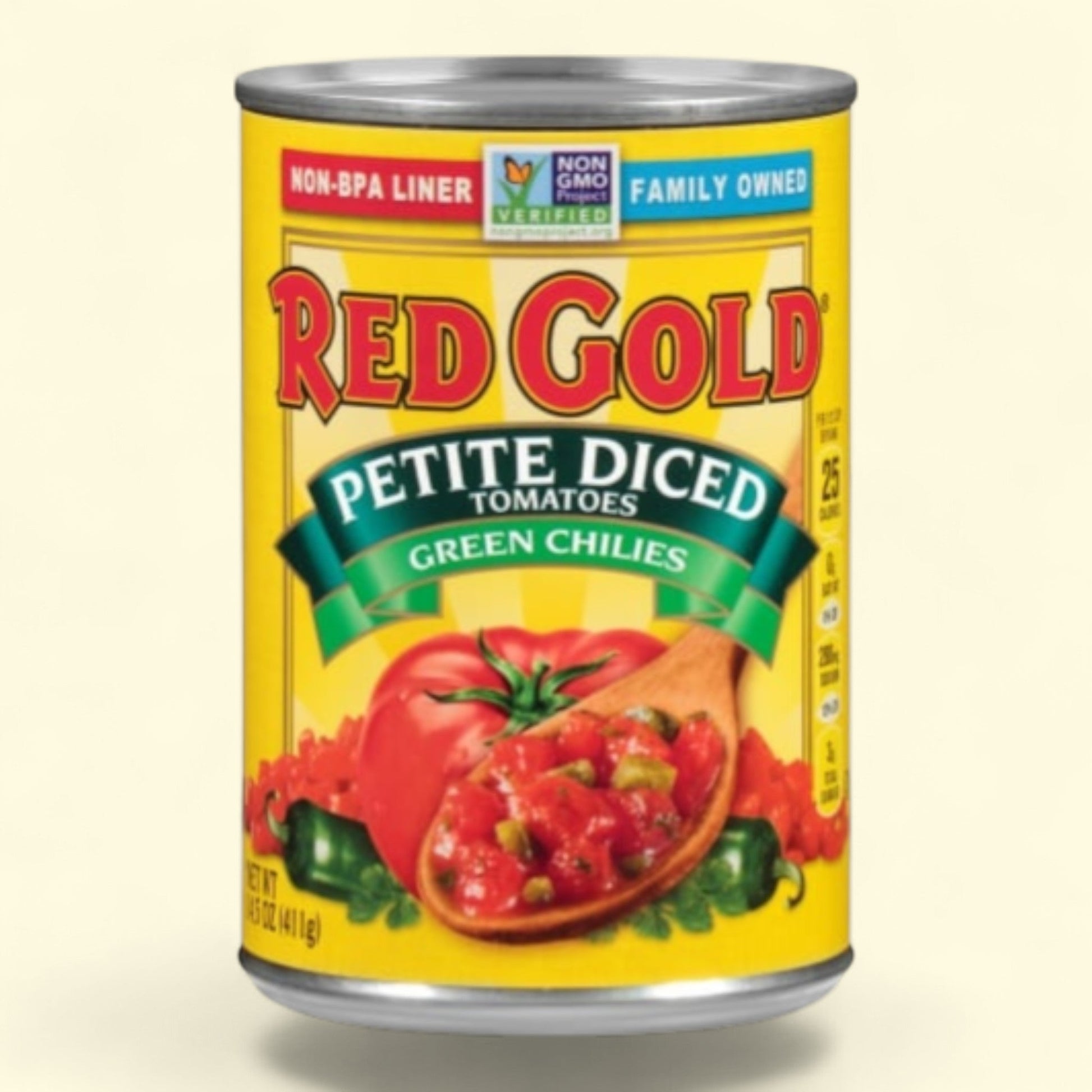Red Gold Petite Diced Tomatoes with Green Chilies, 14.5 oz — authentic US product shipped worldwide by Treatspree