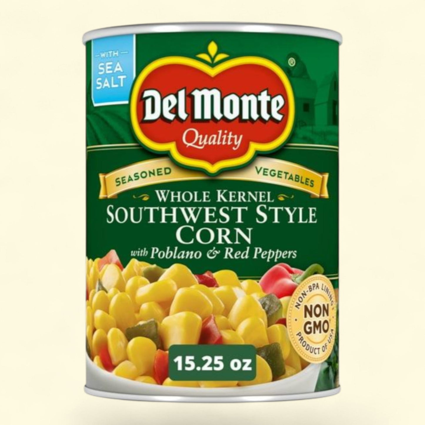 Del Monte Whole Kernel Corn with Peppers, 15.25 oz Can