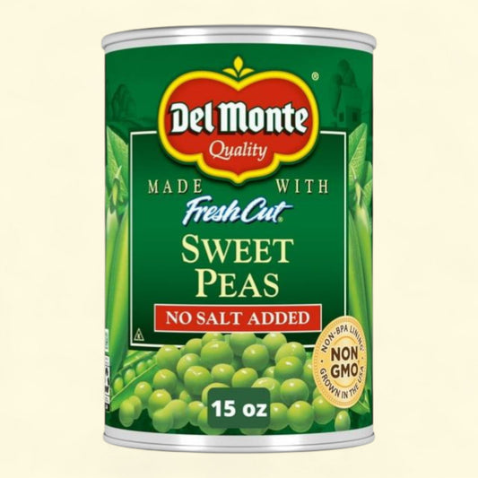 Del Monte No Salt Added Sweet Peas, Canned Vegetables, 15 oz Can