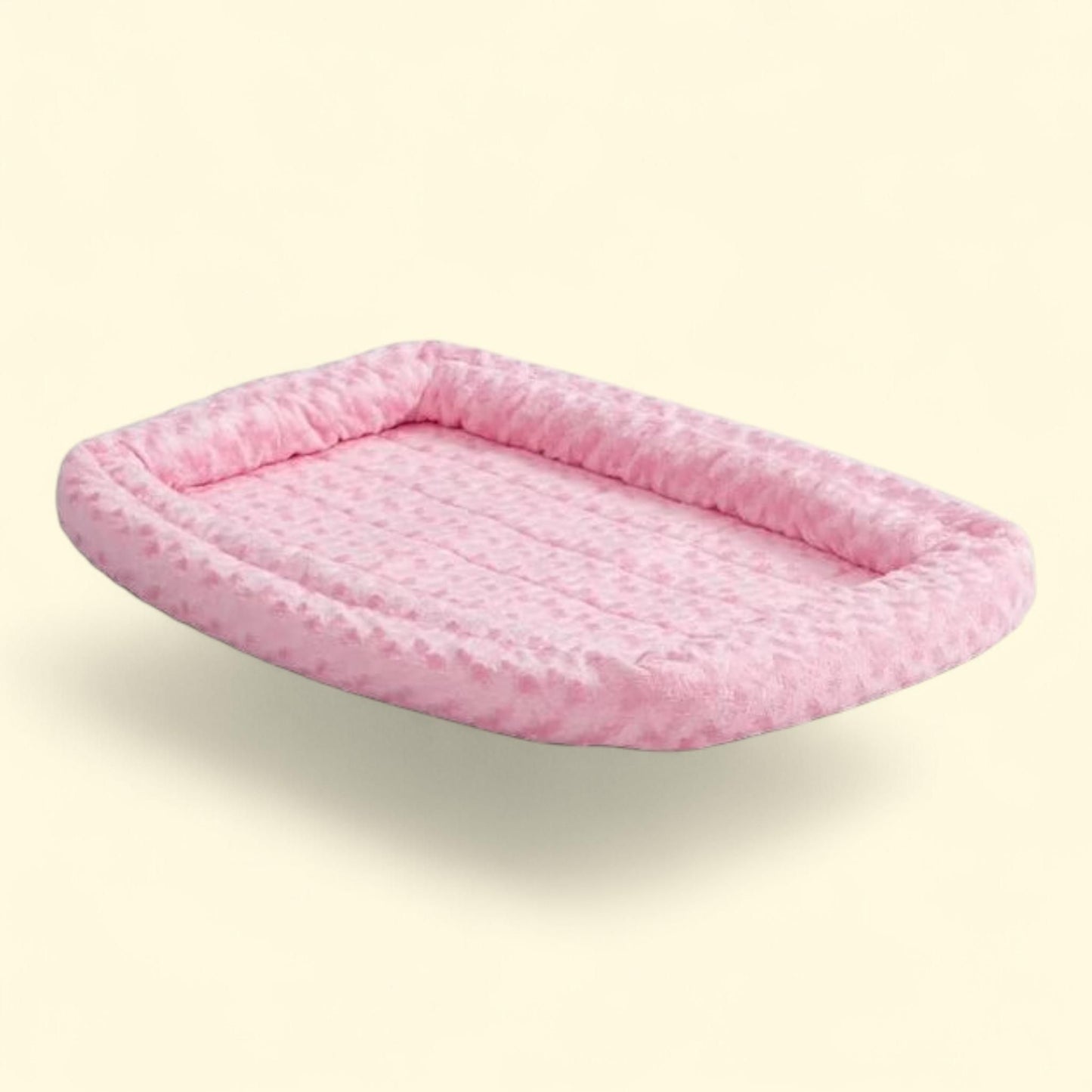 Midwest QuietTime Double Bolster Dog Bed & Crate Mat, Pink, 22"