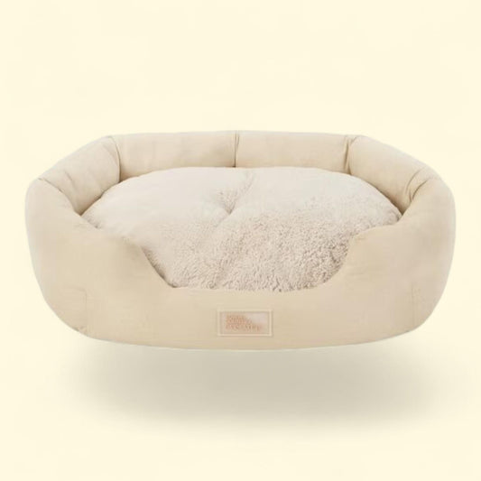 TOWN & COUNTRY EVERYDAY CuddleTown Faux Linen Comfy Cozy Cuddler Pet Bed, Medium 28"x26"x8"