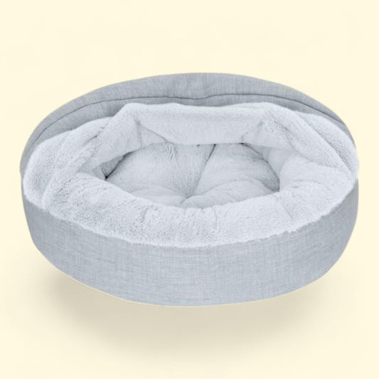 FurHaven Pet Products Hooded Donut Dog & Cat Bed, Extra Small, Mist Gray