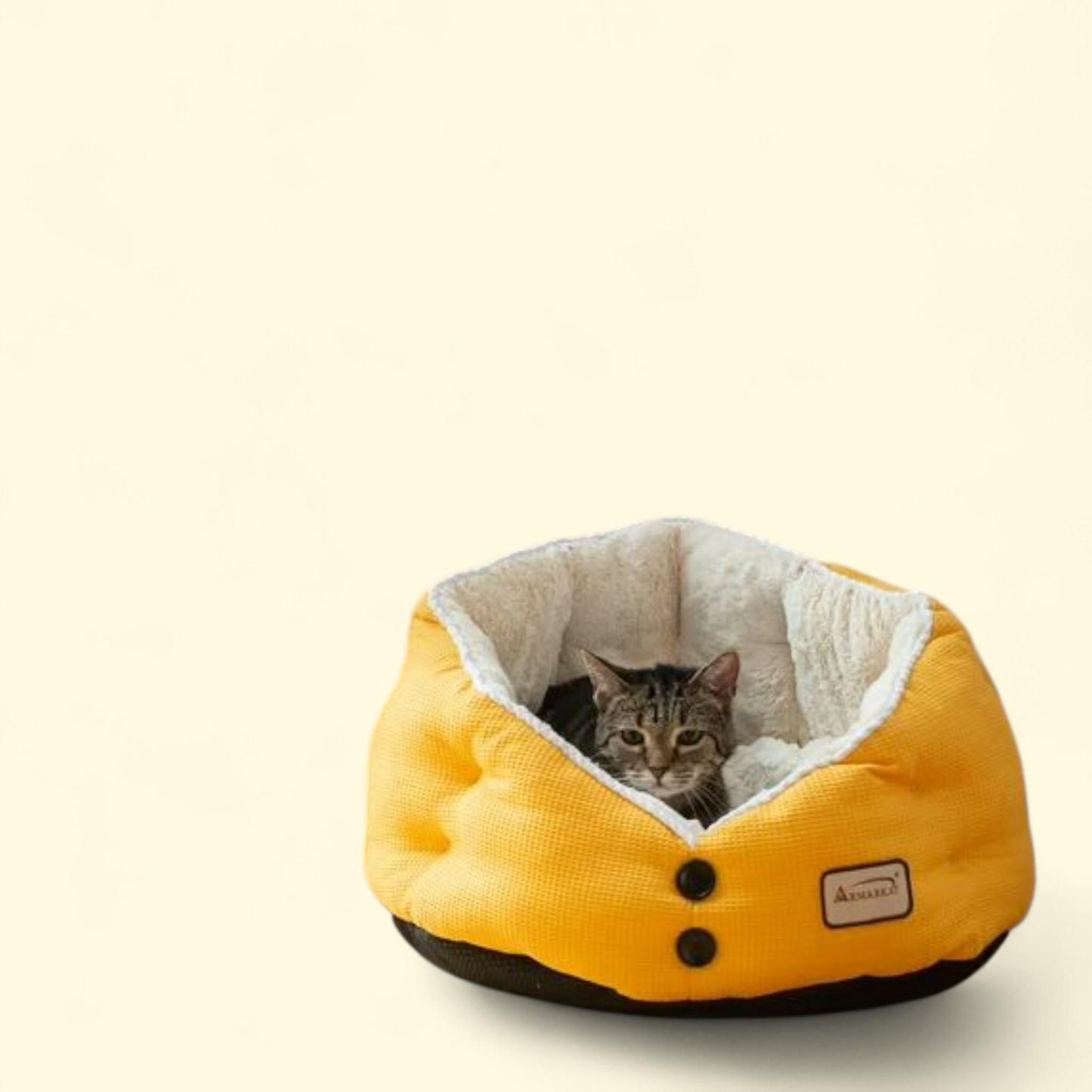 Armarkat Cat Bed C75HMB/MH, Gold Waffle and White, Size M
