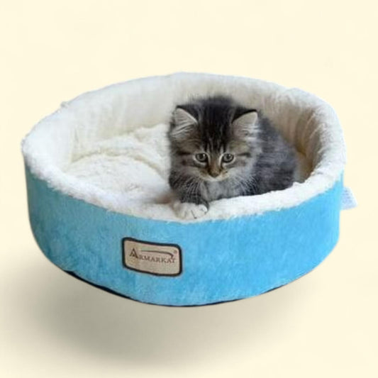 Armarkat Soft Plush Round Dount Cat Bed, 15"