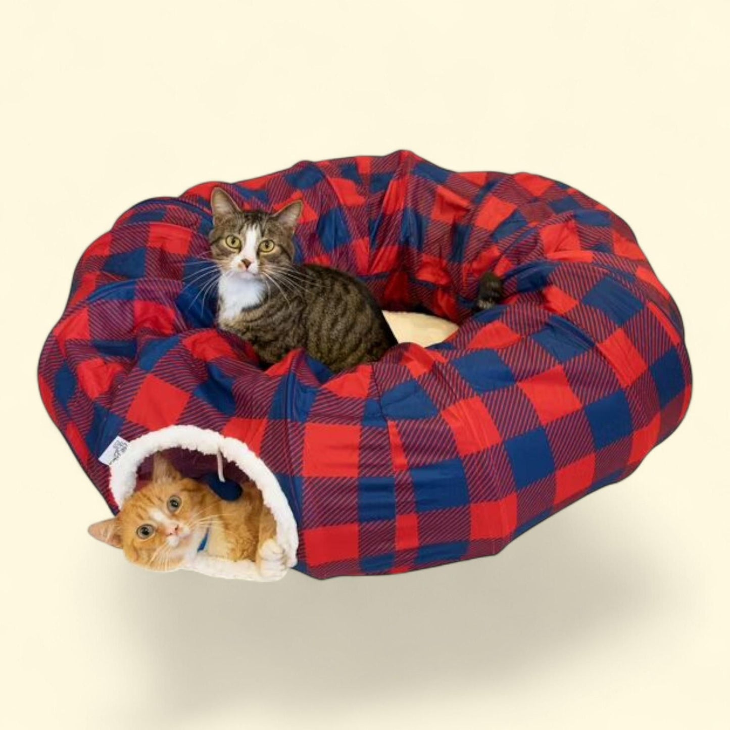Kitty City Cat Tunnel Bed, Large Plaid, Cat Toy - for Cat and Kittens