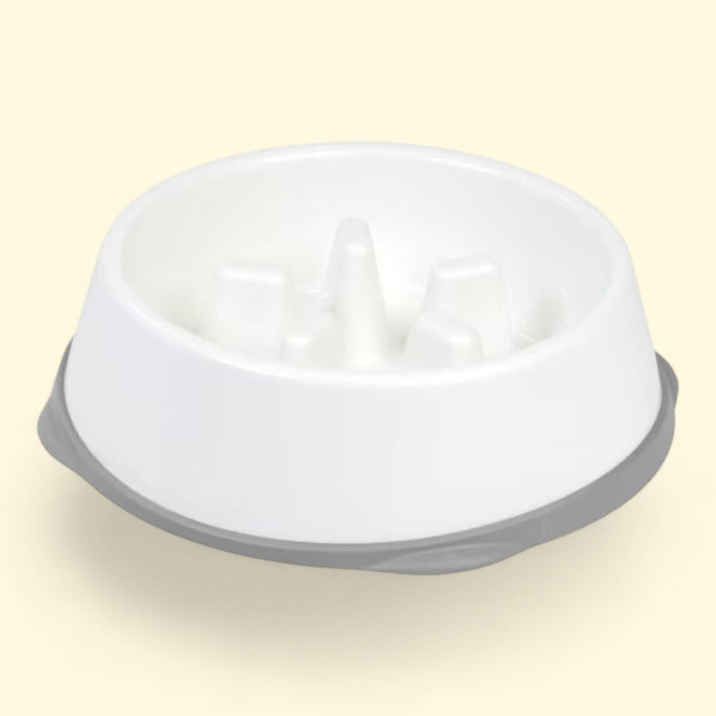 IRIS USA Slow Feeder Dog Bowl, 4 Cups, White/Gray