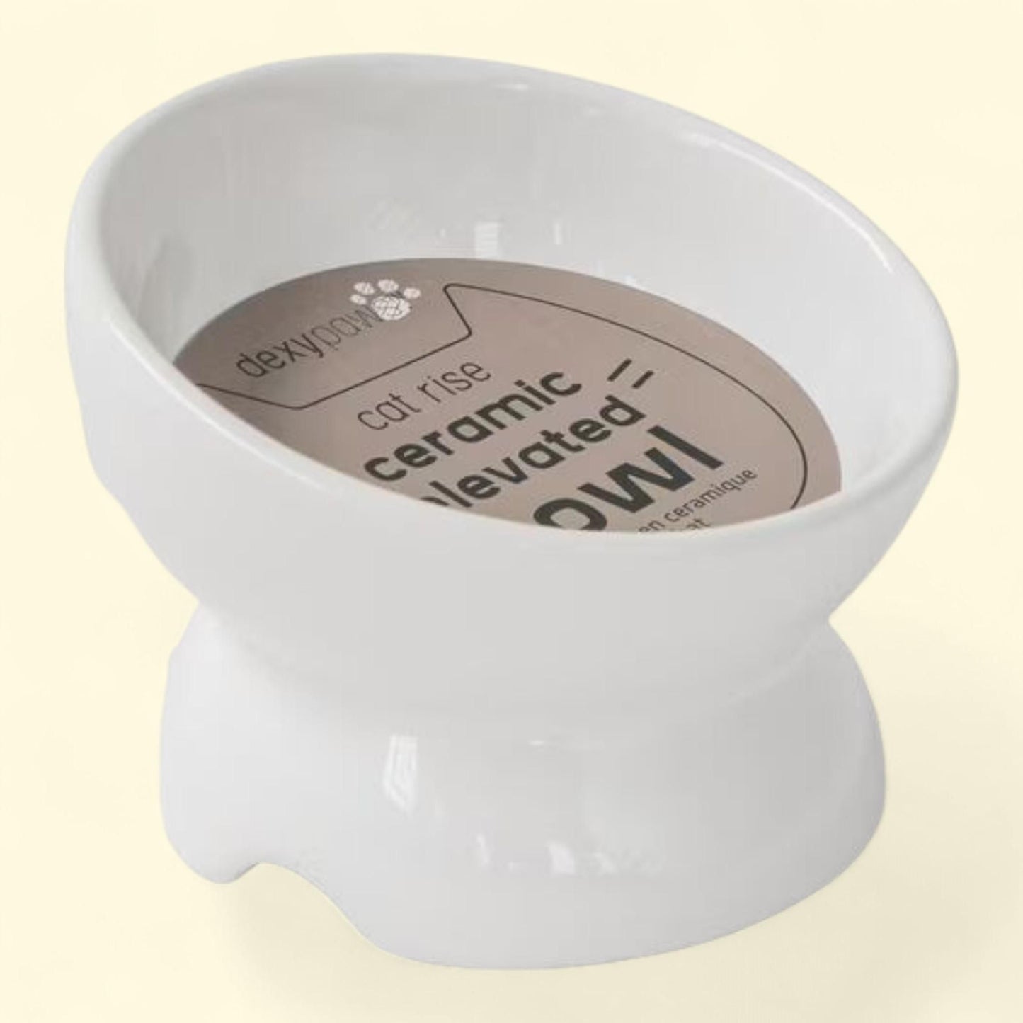 Dexypaws Ceramic Bowl for Cats, 7oz Capacity - White