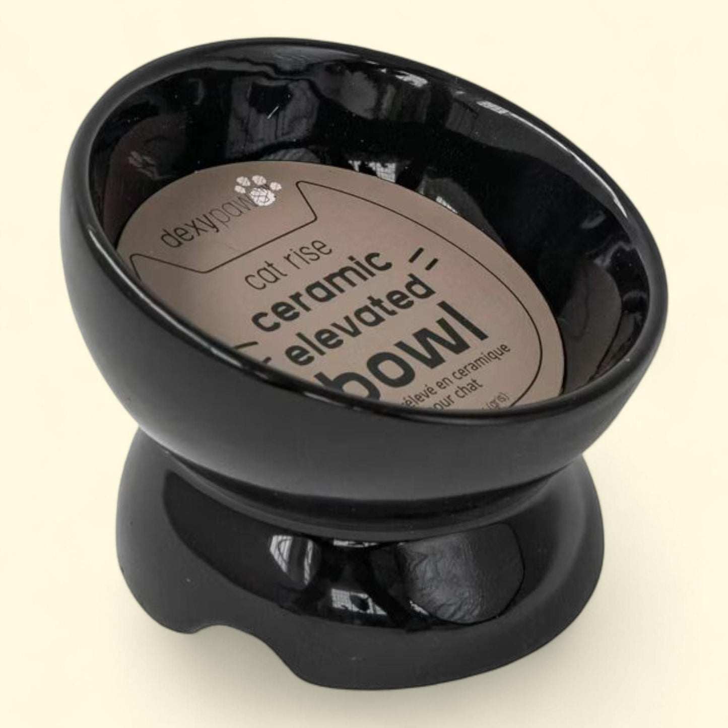 Dexypaws: Ceramic Cat Bowl - Black, 7oz