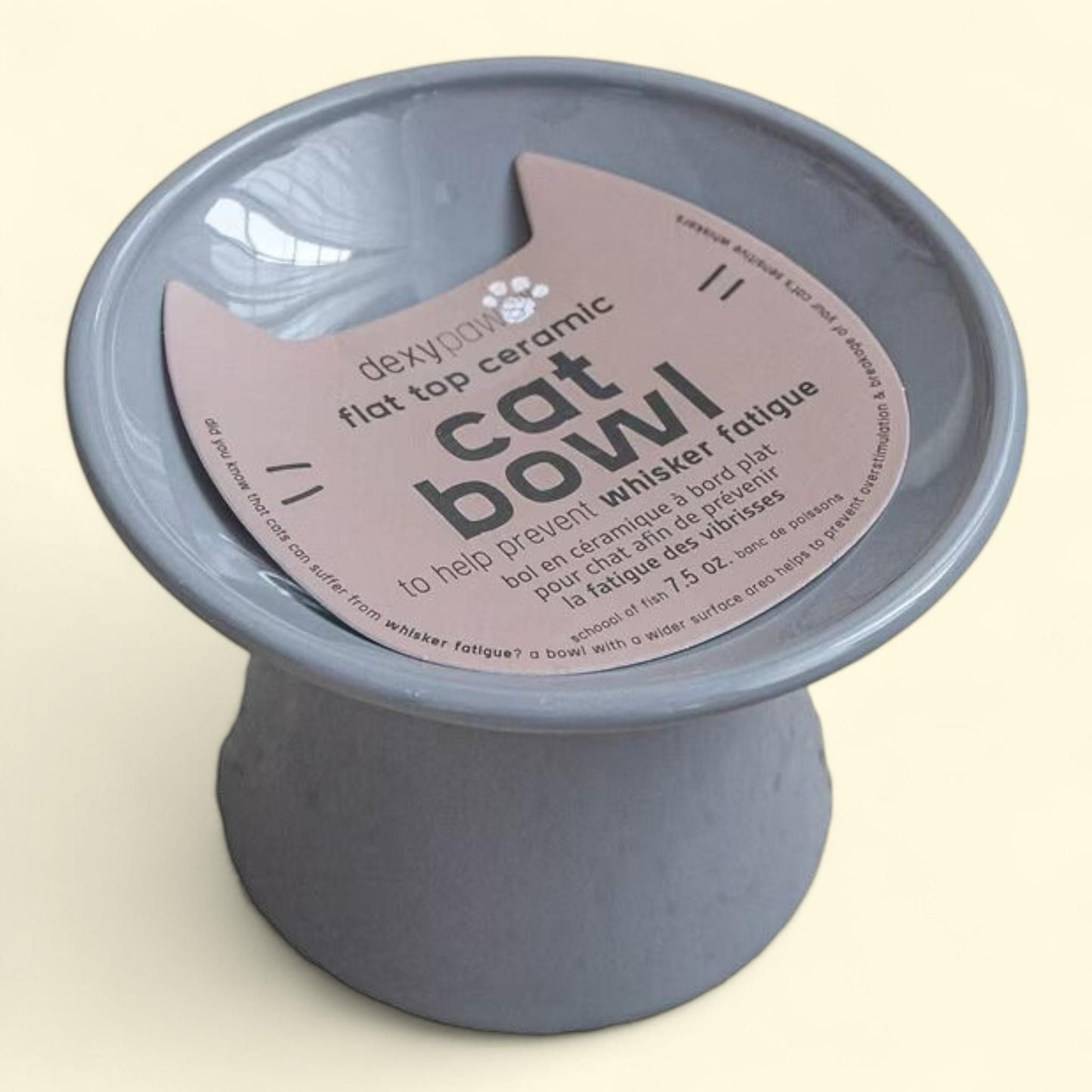 Dexypaws Ceramic Cat Bowl, Grey - 7.5oz