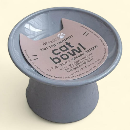Dexypaws Ceramic Cat Bowl, Grey - 7.5oz