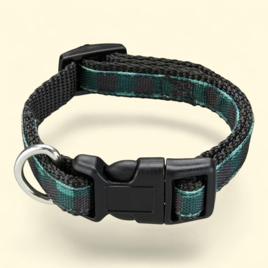 Best Furry Friends Dog Collar, Green Buffalo Check, Small/Medium