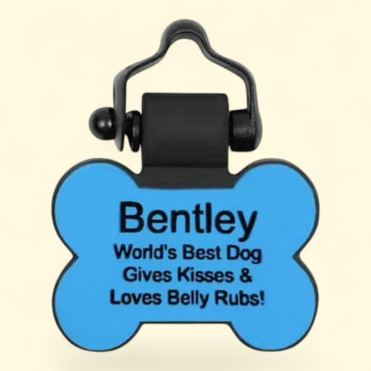 SiliDog Pet Tags, Blue Bone, 100% Silicone, 1.5x1.25