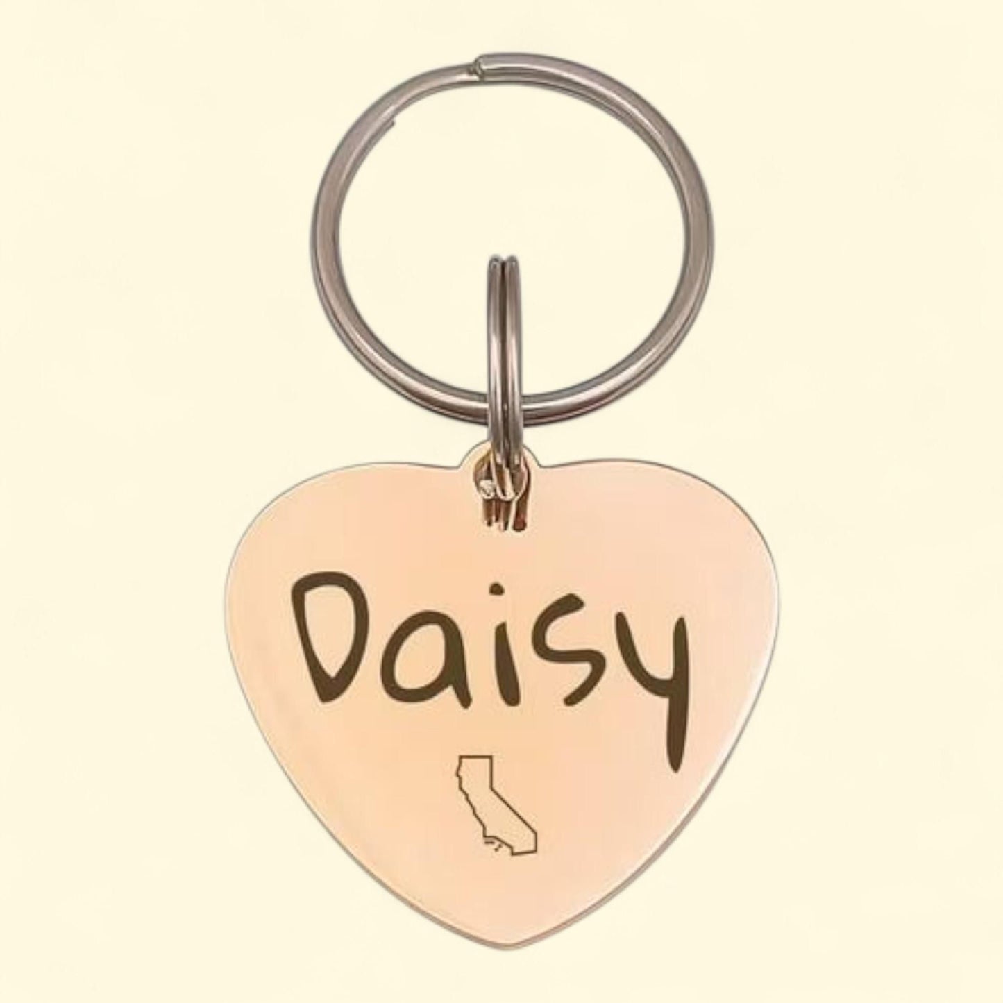 Anavia Stainless Steel Double Sided Heart Engraved Dog & Cat ID Tag, Rose Gold, Medium