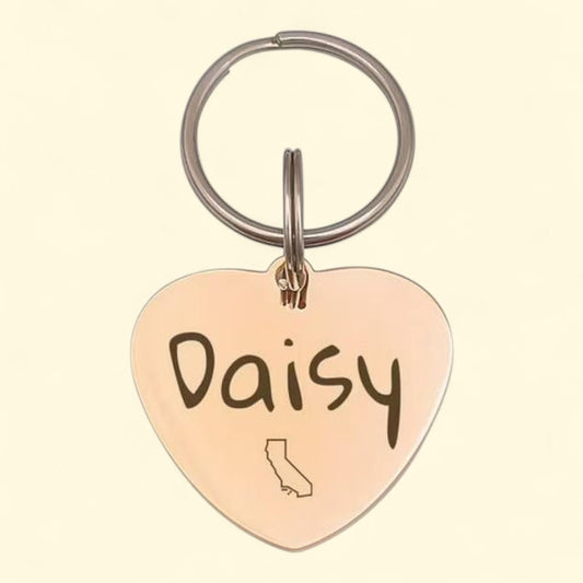 Anavia Stainless Steel Double Sided Heart Engraved Dog & Cat ID Tag, Rose Gold, Medium