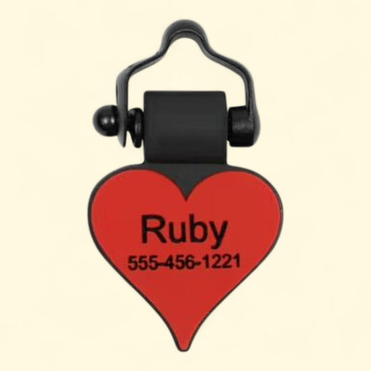 SiliDog Pet Tags, Red Heart, 1.25x1.25