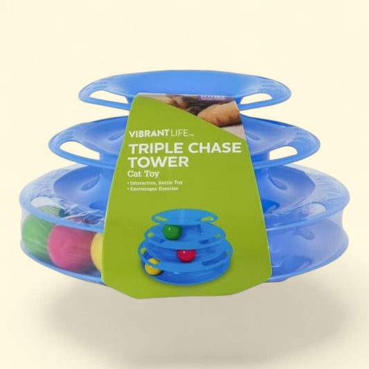 Vibrant Life Triple Chase 3 Tier Tower Interactive Ball Toy, Cats and Kittens, 1 count