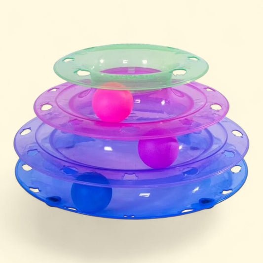 Catstages Tower of Tracks Interactive Cat Toy, 3 Spinning Balls, Multicolored, 1 count