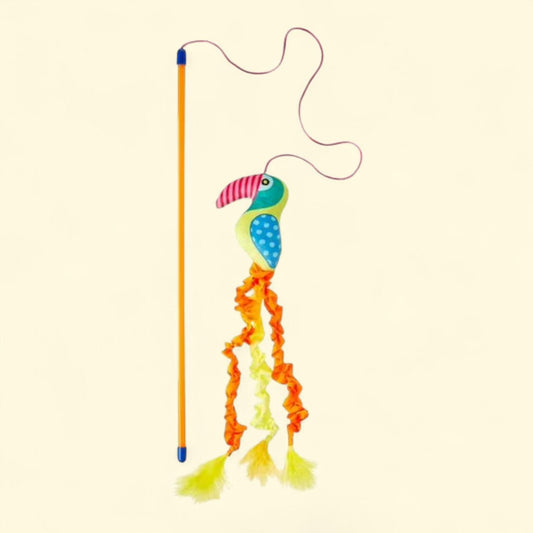 Vibrant Life Parrot Wand Teaser Cat Toy, 18"
