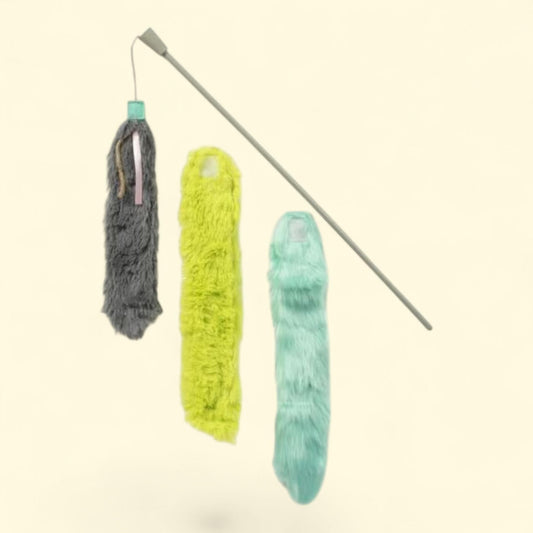 SmartyKat Crazy Catch Extra Long Breakaway Plush Wand Cat Toy, Gray/Blue, 1 count